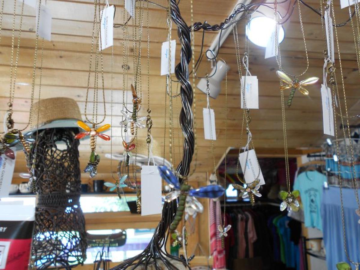 Necklaces for sale at the gift shop.