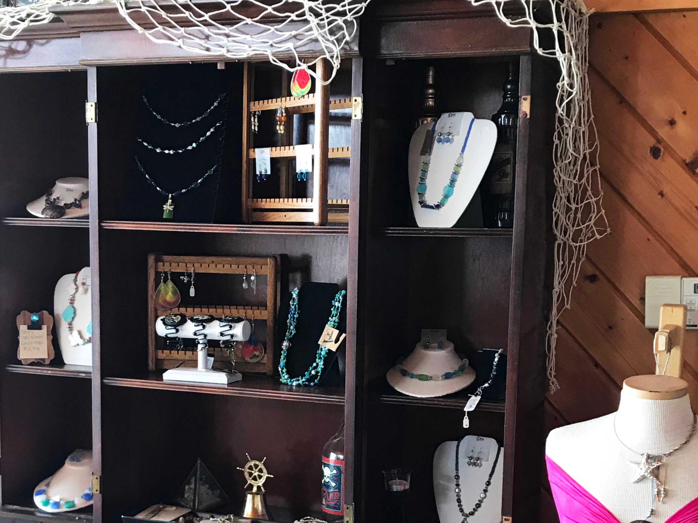 a group of people that are set up on a shelf