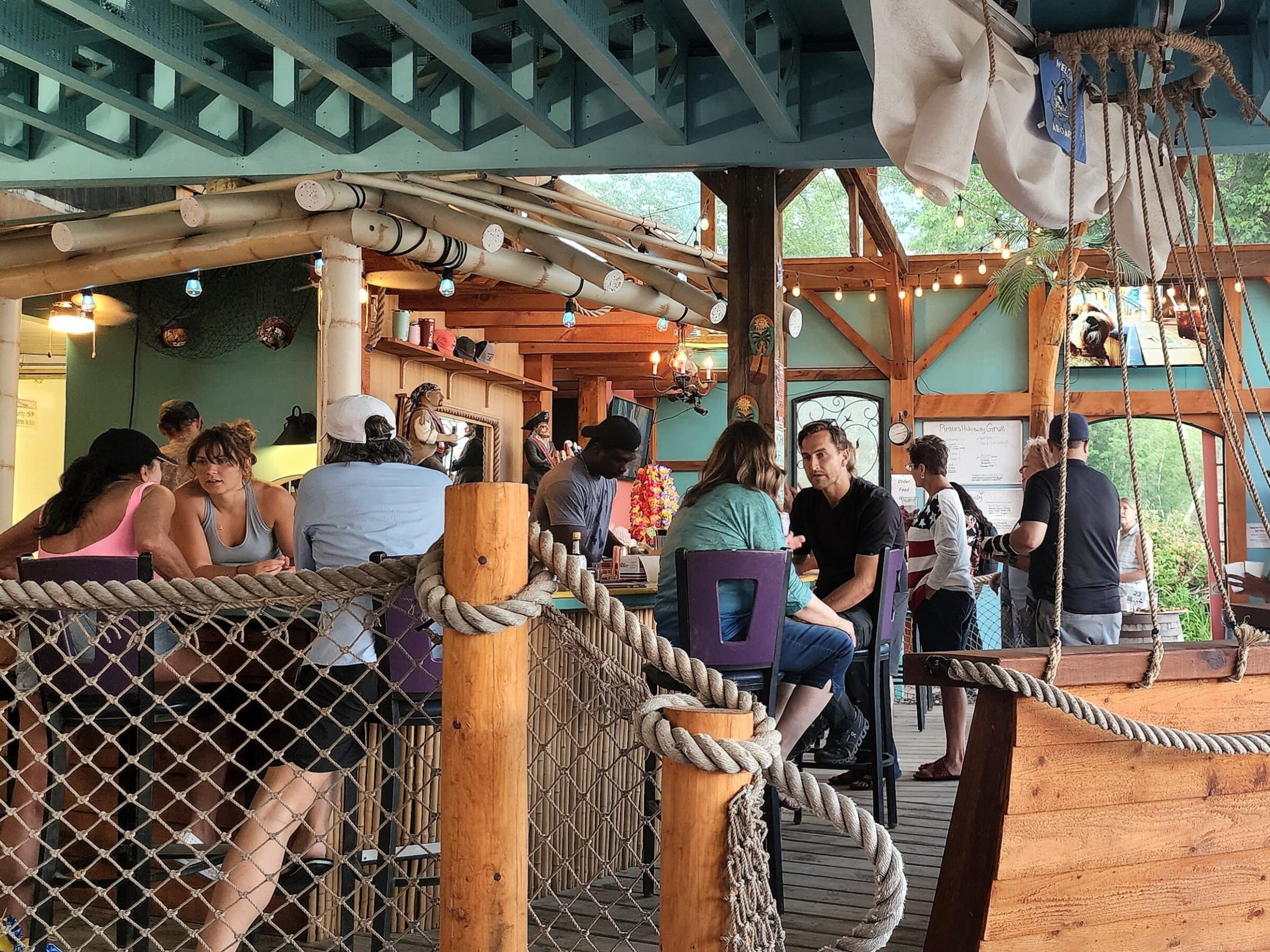 a group of people standing in front of a building