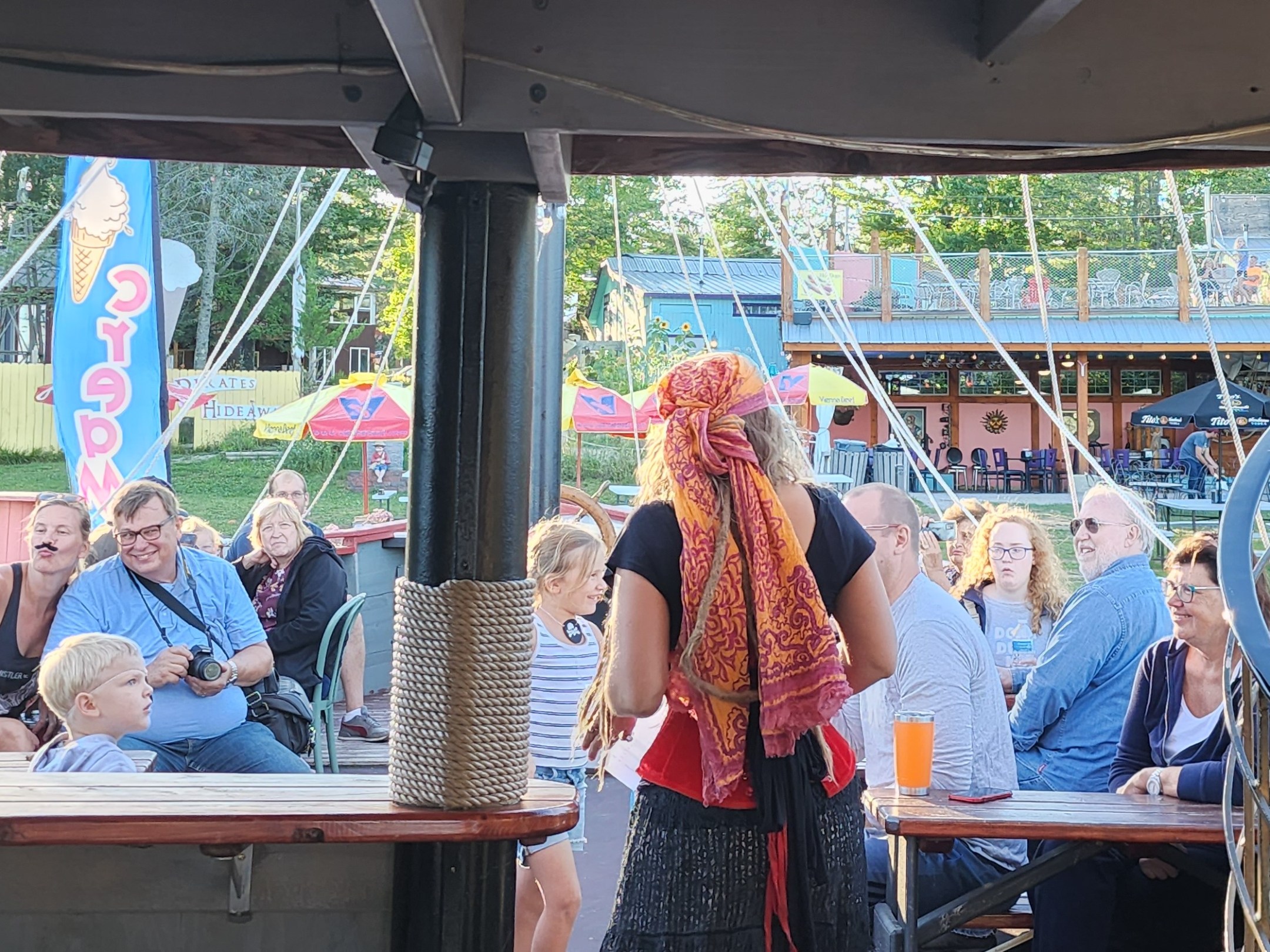 a group of people standing in front of a building