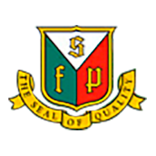 Shield with 'SP' and 'fp', banner reads 'The Seal of Quality'.