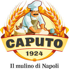 Chef kneading dough with wheat logo, text 'Caputo 1924, Il mulino di Napoli'.